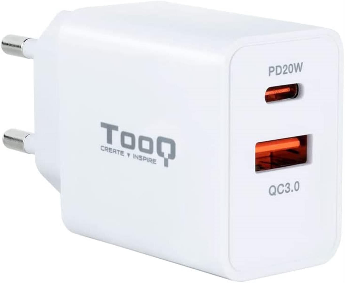 Cargador De Pared Usb C Pd 20w Usb Aqc 18w Tooq Tqwc 2sc04wt Blanco